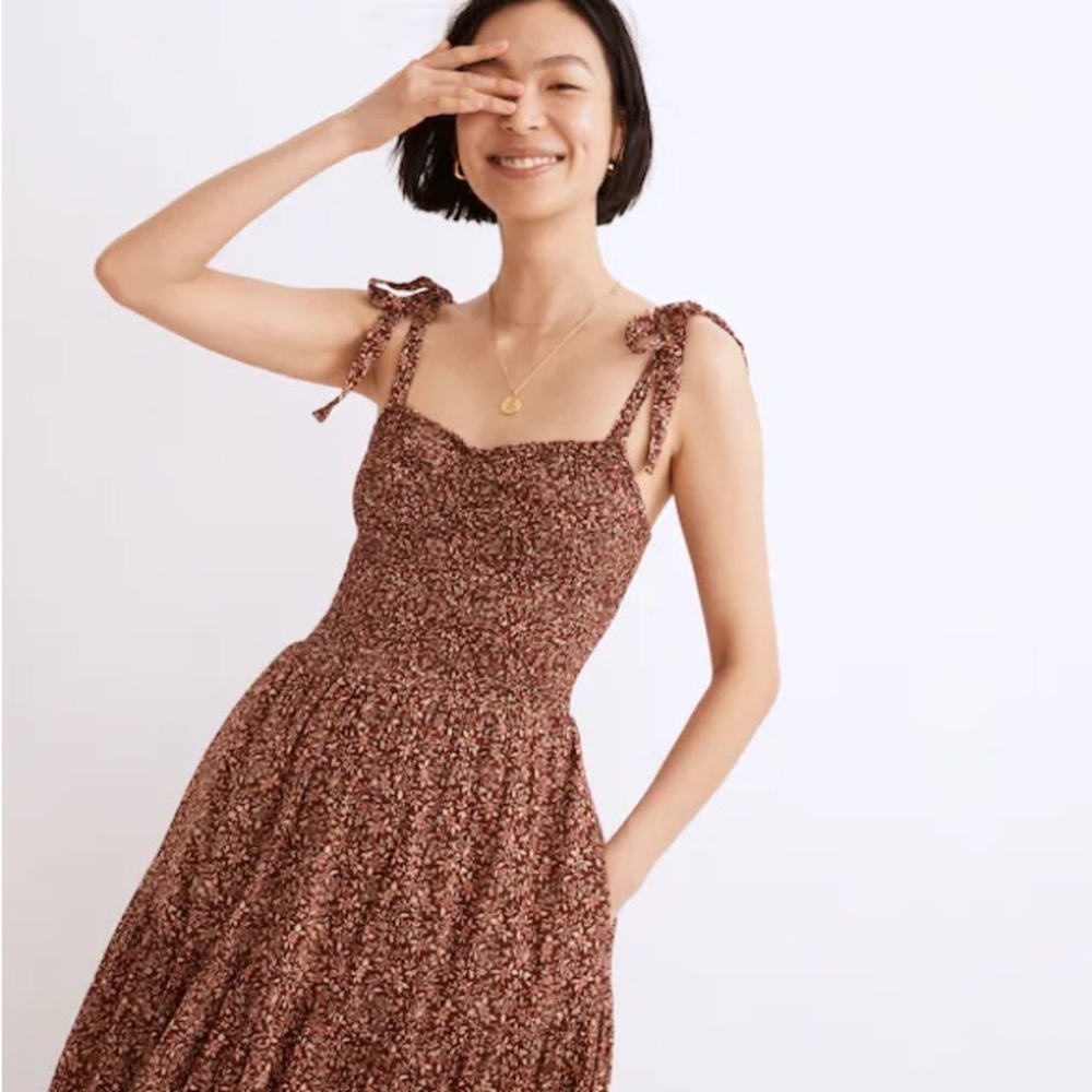 Madewell Lucie Tie-Strap Tiered Midi Dress in Florentine Floral